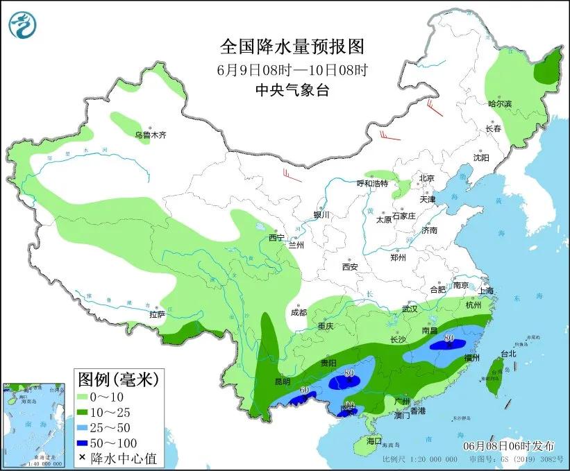 未来三天国内天气预报（6月8日）