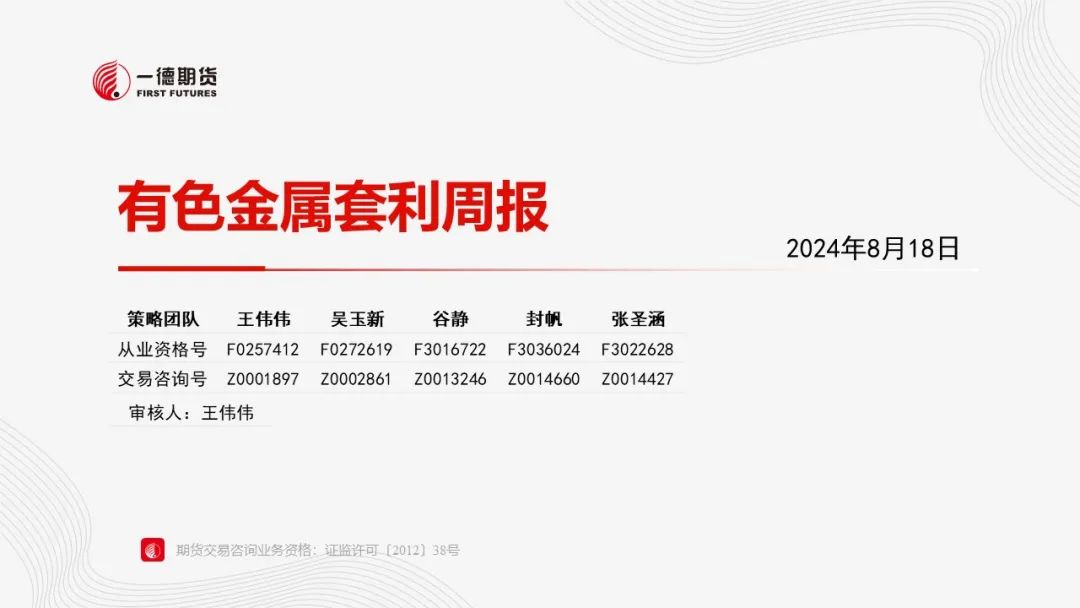 有色金属套利周报【2024-8-19】  第3张